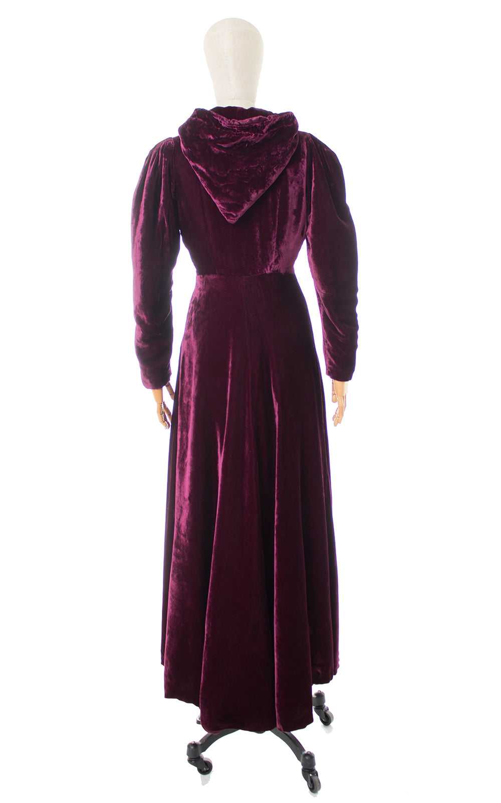 1930s Hooded Purple Silk Velvet Coat | xs/small - image 5