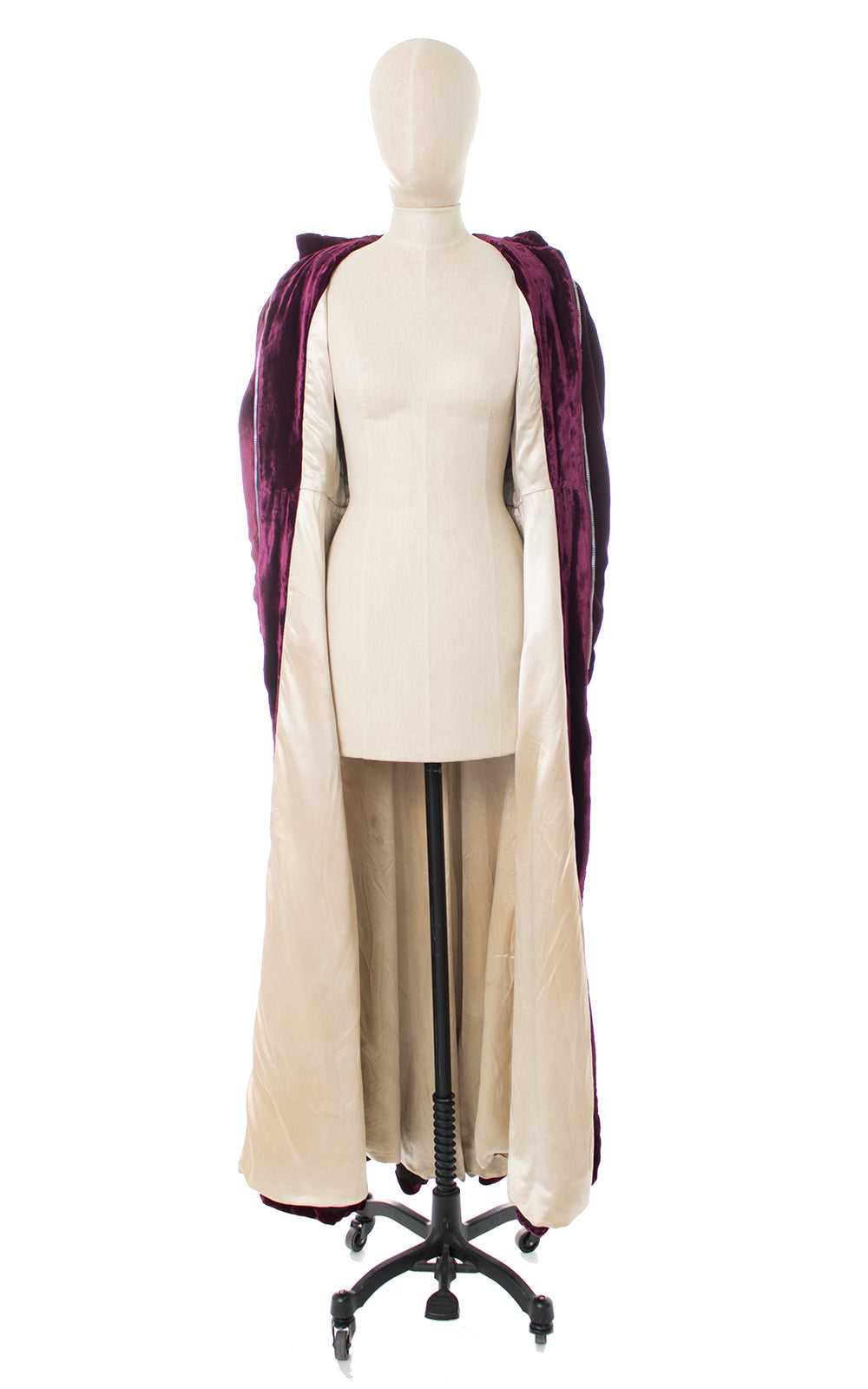 1930s Hooded Purple Silk Velvet Coat | xs/small - image 6