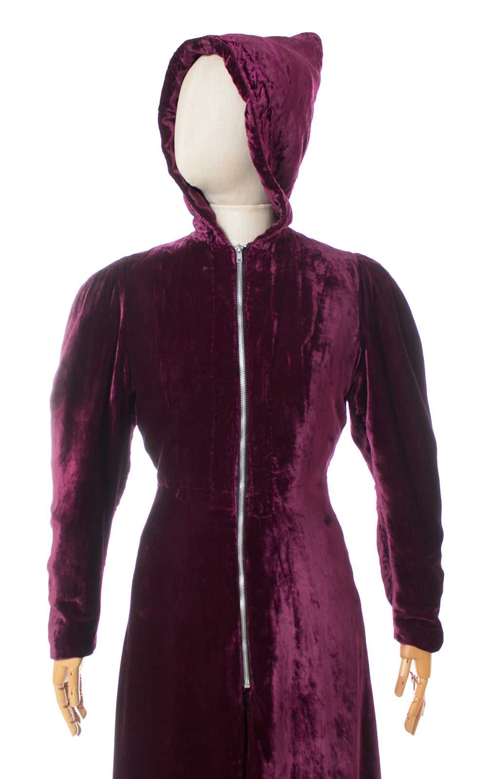 1930s Hooded Purple Silk Velvet Coat | xs/small - image 7