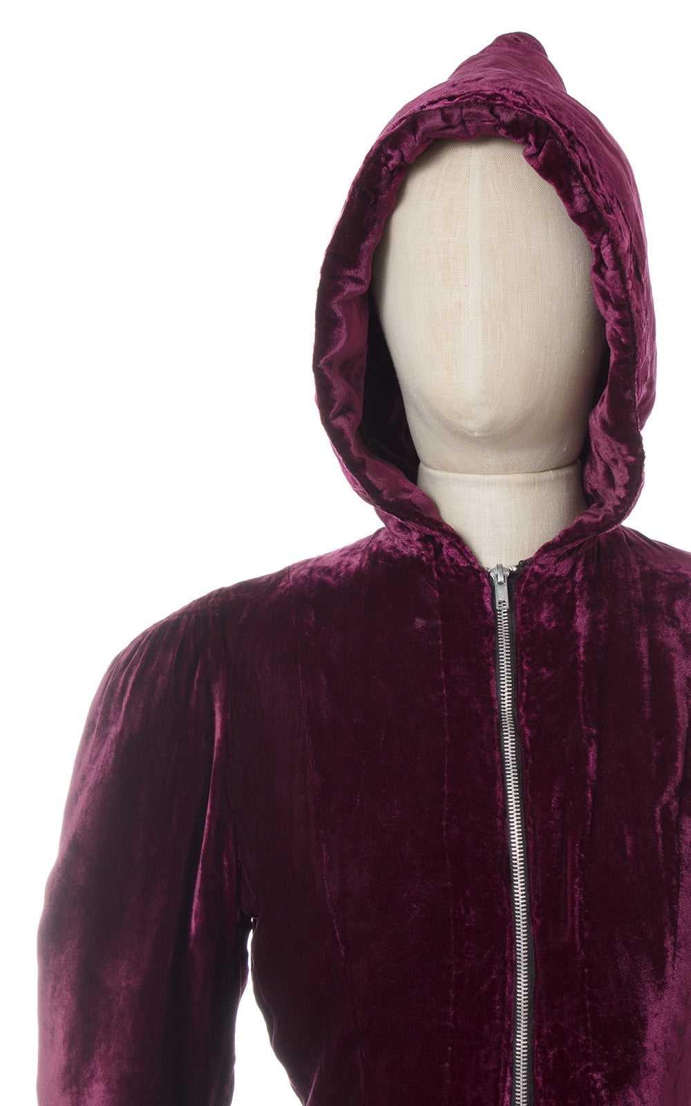 1930s Hooded Purple Silk Velvet Coat | xs/small - image 8