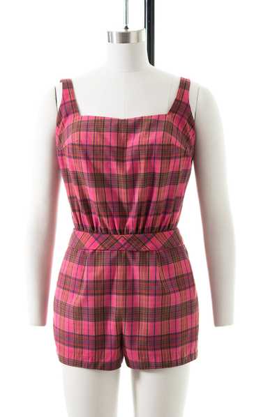 1950s Pink Plaid Cotton Romper | small