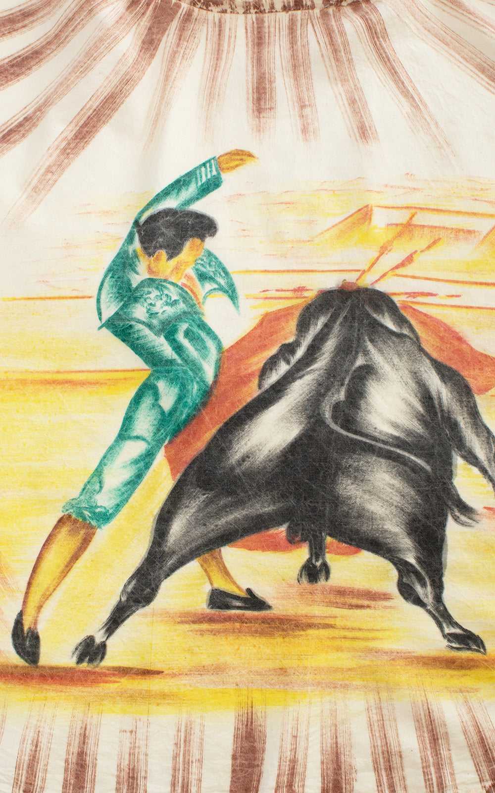 1950s Bullfighter Novelty Print Hand-Painted Mexi… - image 2