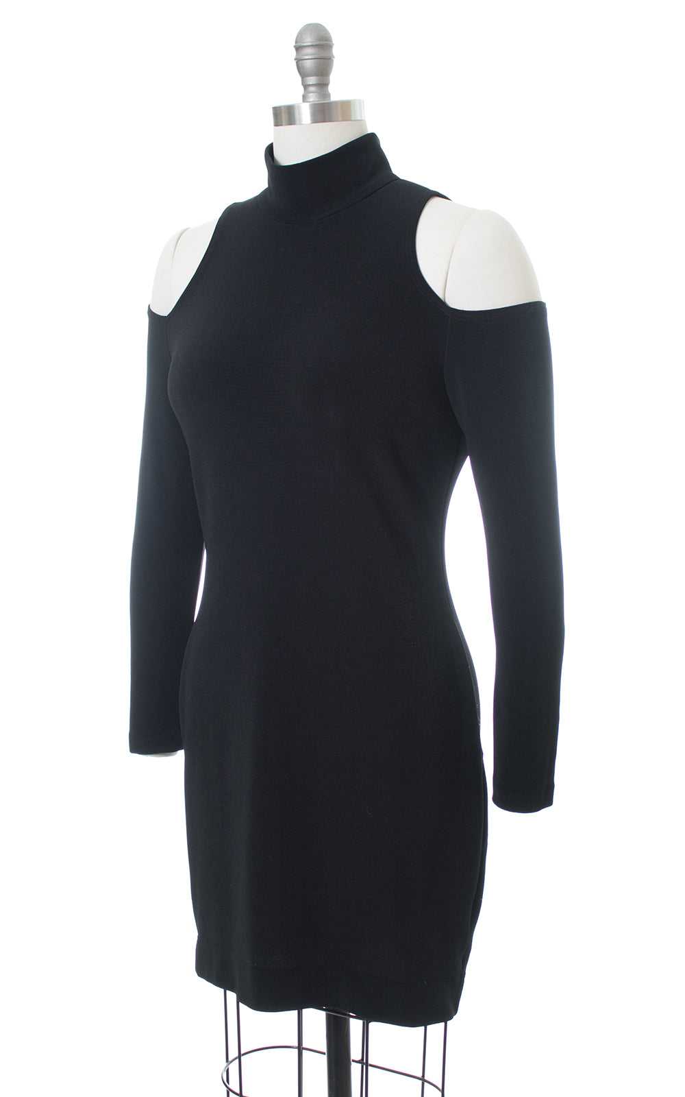 1990s Cold Shoulder Stretchy Bodycon Dress | smal… - image 3