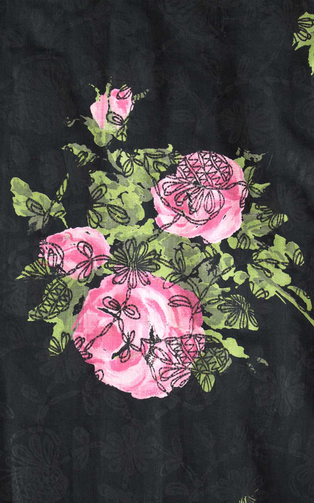 1950s Pink Roses Cotton Skirt | xs/small - image 2