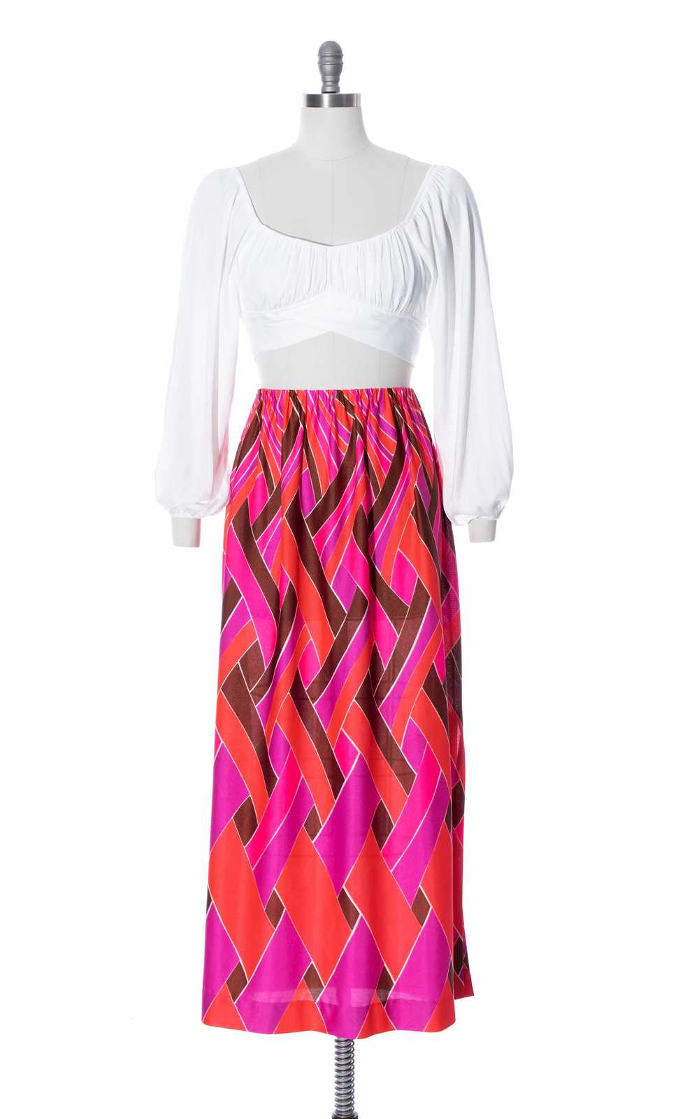 1970s JANTZEN Psychedelic Printed Maxi Skirt | sm… - image 1