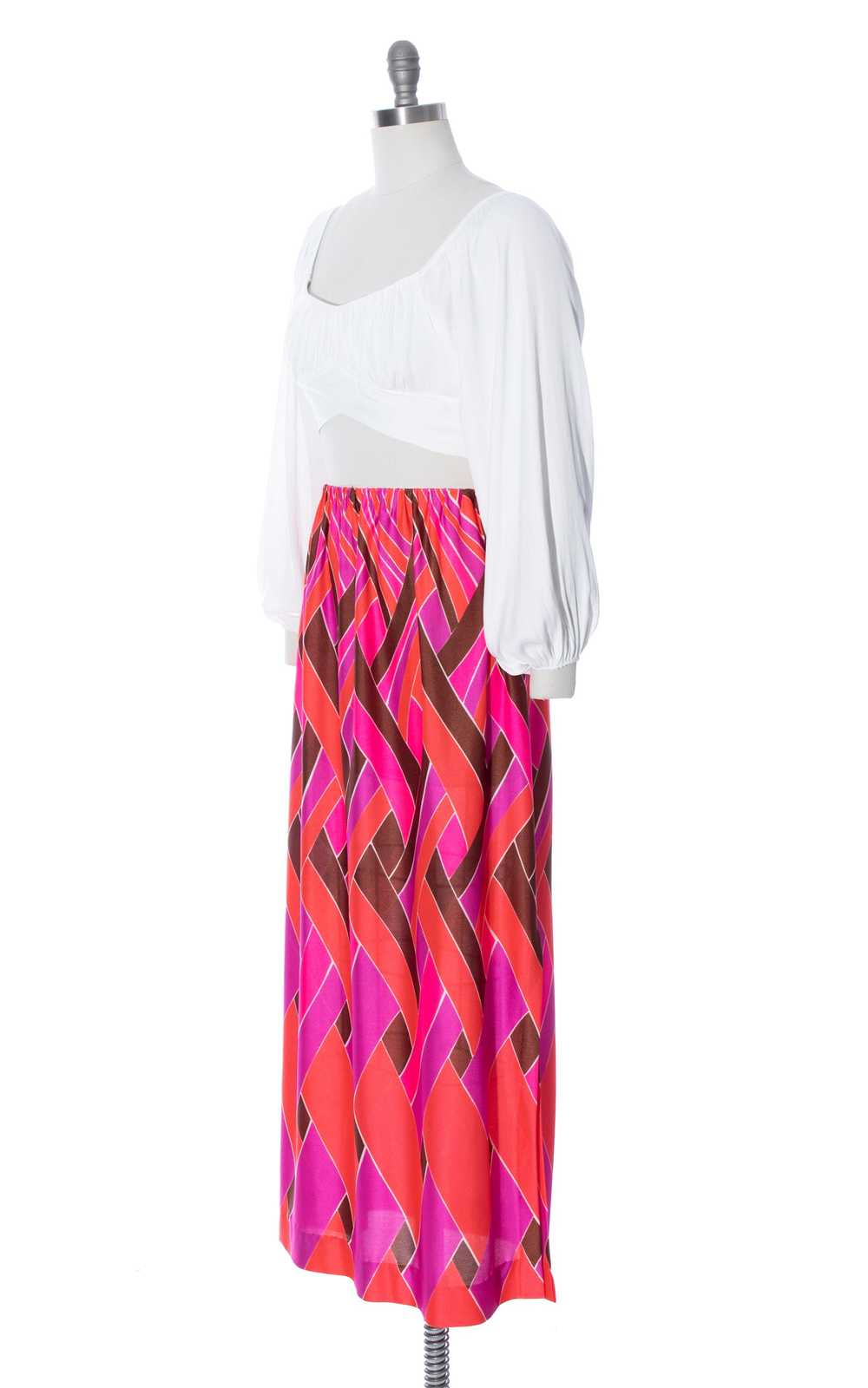 1970s JANTZEN Psychedelic Printed Maxi Skirt | sm… - image 3