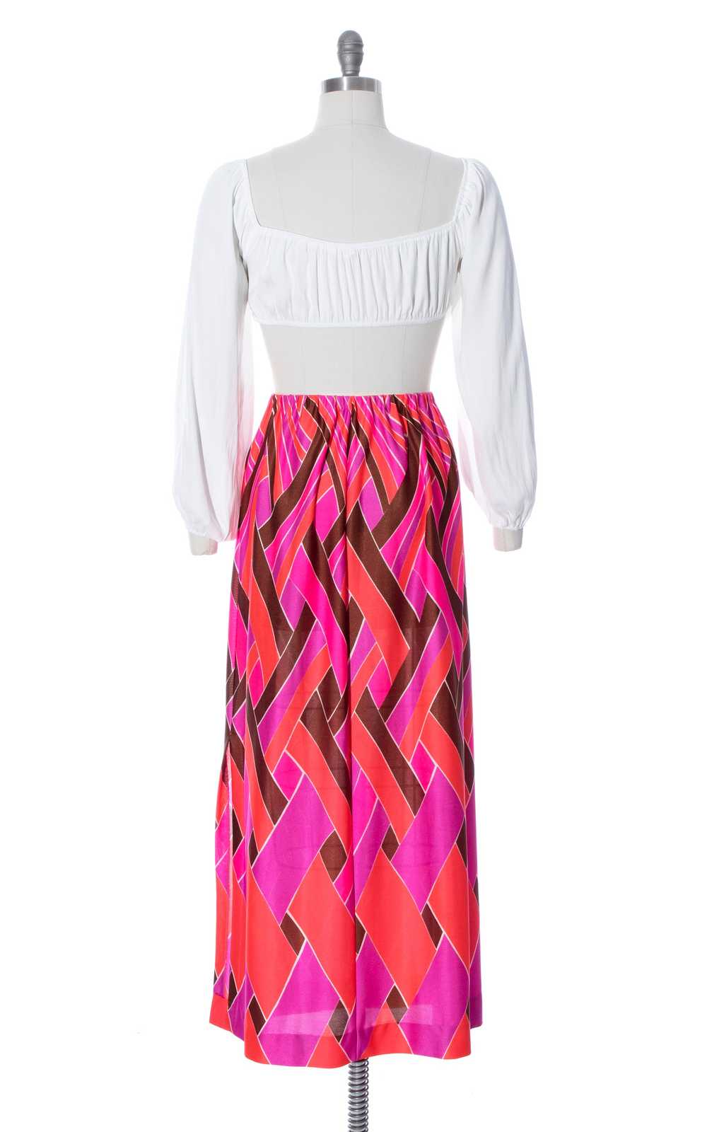 1970s JANTZEN Psychedelic Printed Maxi Skirt | sm… - image 4