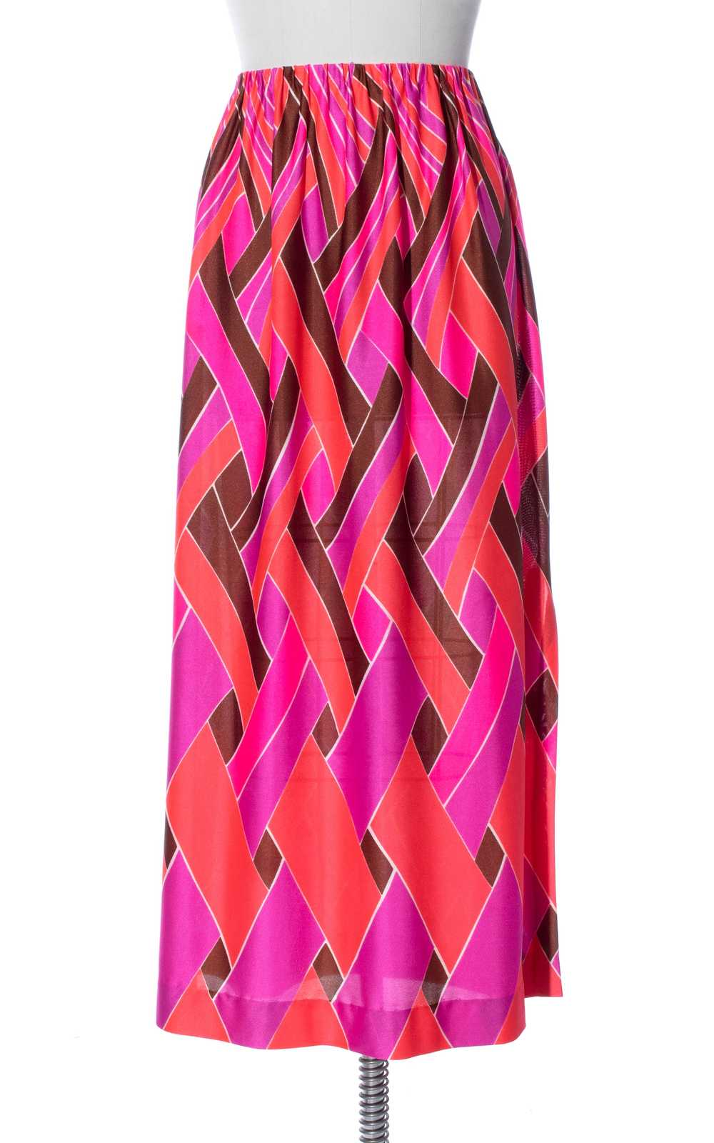 1970s JANTZEN Psychedelic Printed Maxi Skirt | sm… - image 5