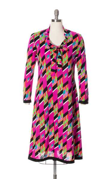 1970s OLEG CASSINI Geometric Jersey Dress | medium
