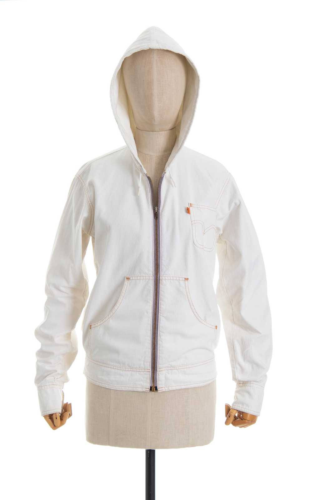 1970s LEVI'S White Denim Hooded Jacket | small/medium - Gem