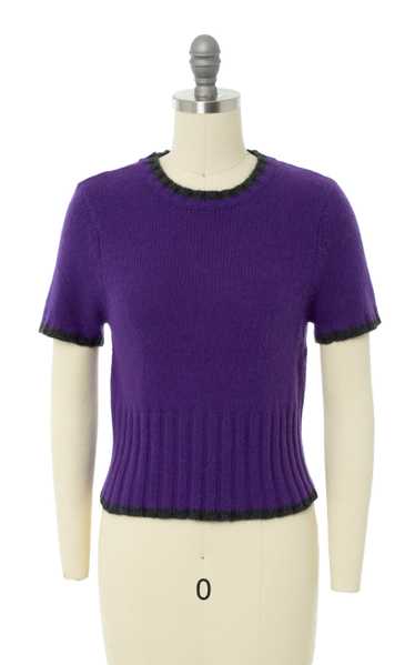 1990s DEADSTOCK Purple Knit Wool Angora Sweater To