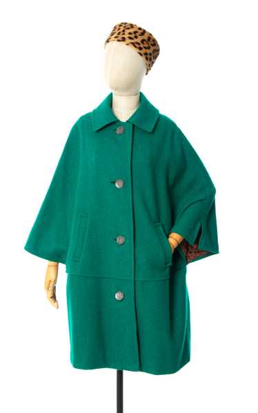 1970s Austrian Green Wool Mohair Cape Coat | mediu