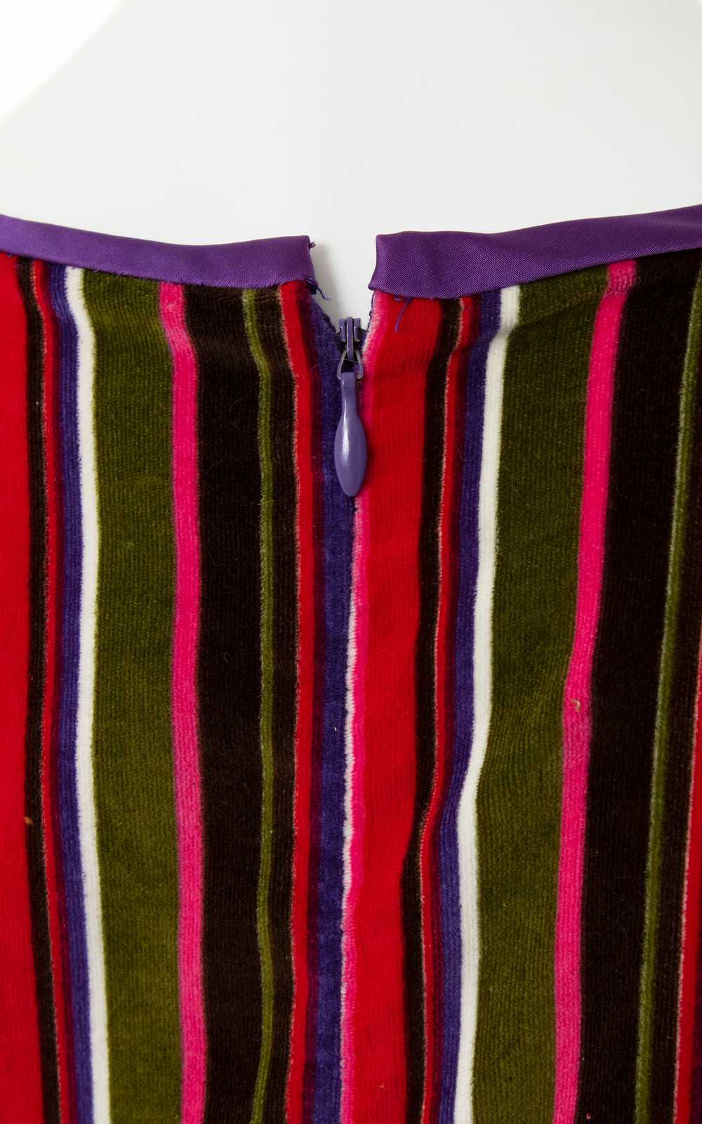 1960s 1970s Striped Velvet Palazzo Jumpsuit | med… - image 8