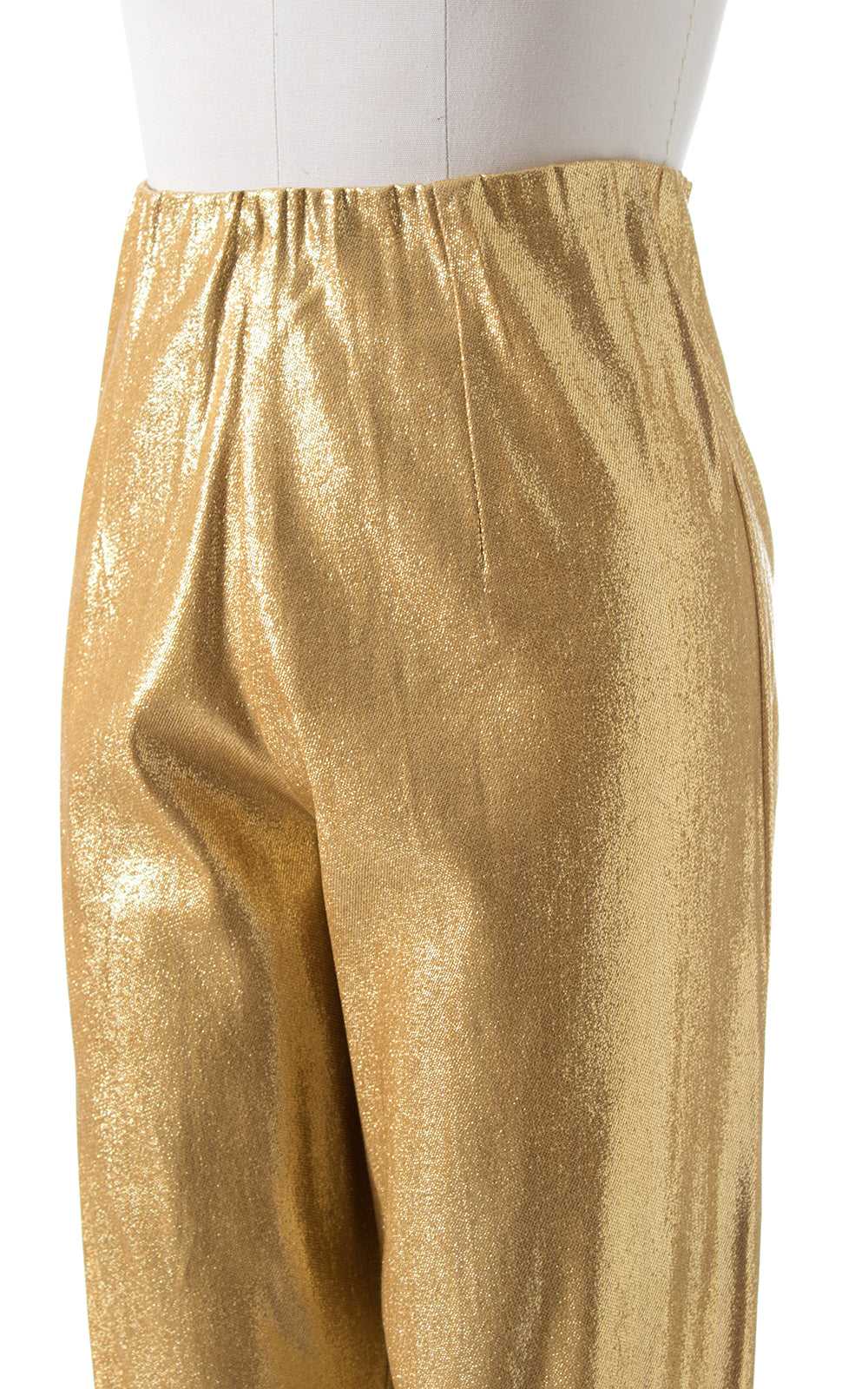 1950s Metallic Gold Lamé Cigarette Pants | small - image 2