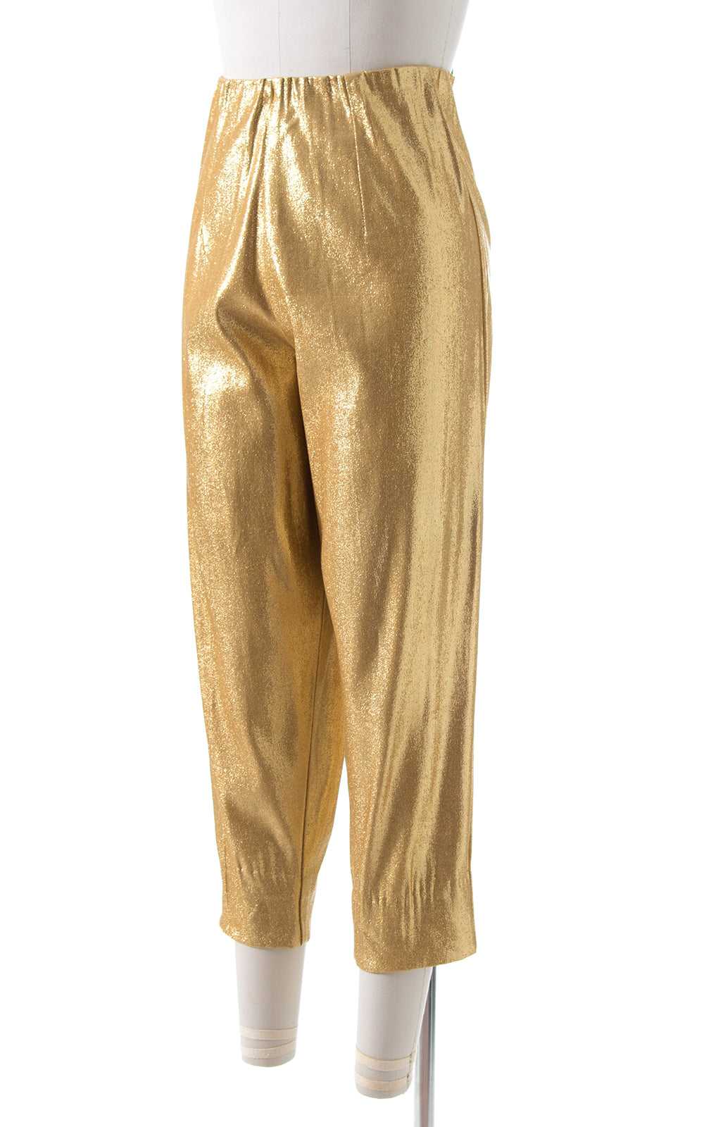 1950s Metallic Gold Lamé Cigarette Pants | small - image 4