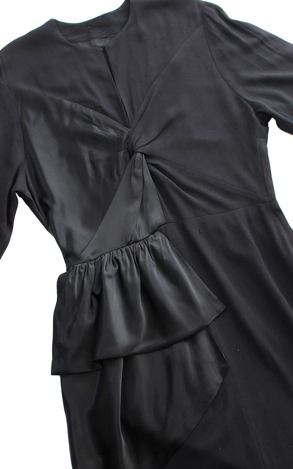 $65 DRESS SALE /// 1940s Black Rayon & Satin Hip … - image 2