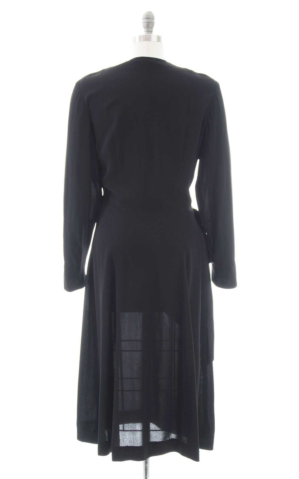 $65 DRESS SALE /// 1940s Black Rayon & Satin Hip … - image 4