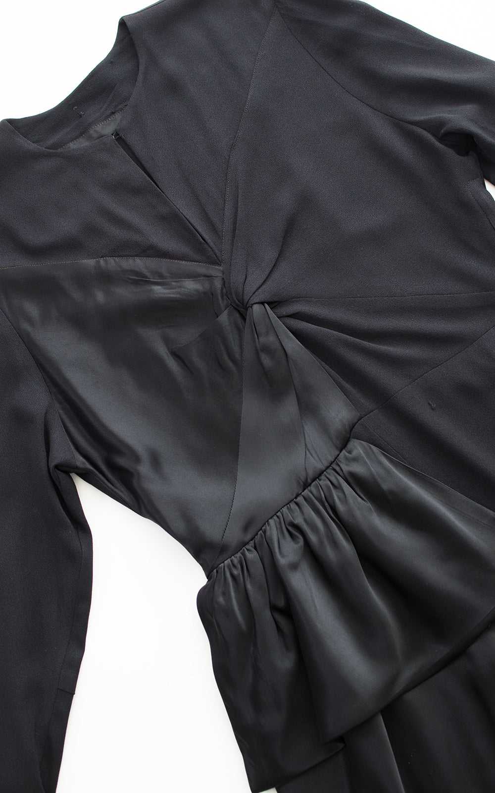 $65 DRESS SALE /// 1940s Black Rayon & Satin Hip … - image 9