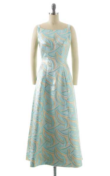 1960s Metallic Swirls Gown | x-small/small - image 1