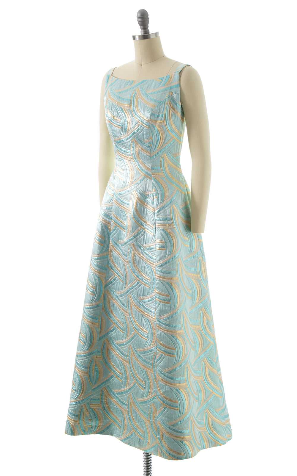 1960s Metallic Swirls Gown | x-small/small - image 3