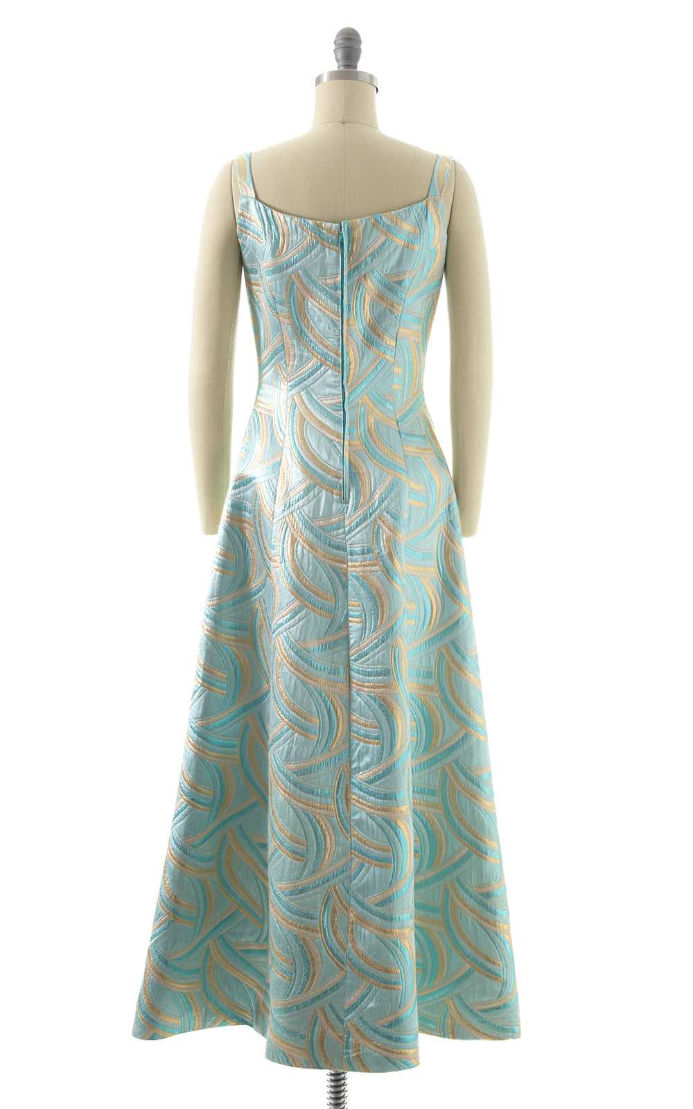 1960s Metallic Swirls Gown | x-small/small - image 4