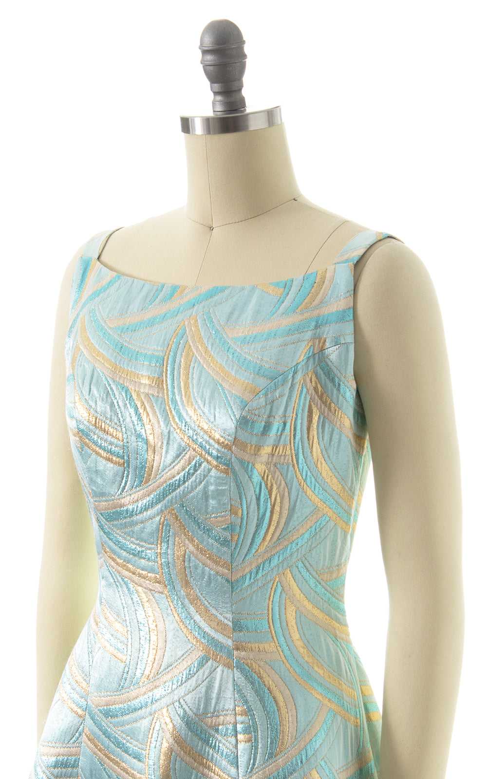 1960s Metallic Swirls Gown | x-small/small - image 5