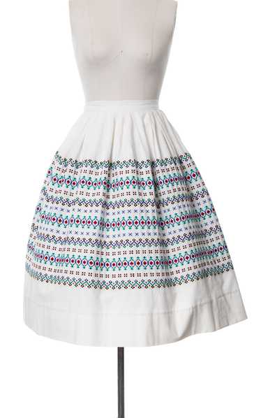 1950s Geometric Woven Skirt | medium