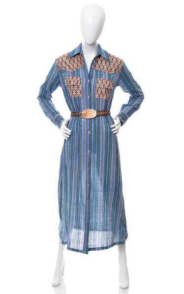 1970s Indian Cotton Patchwork Shirt Dress | medium