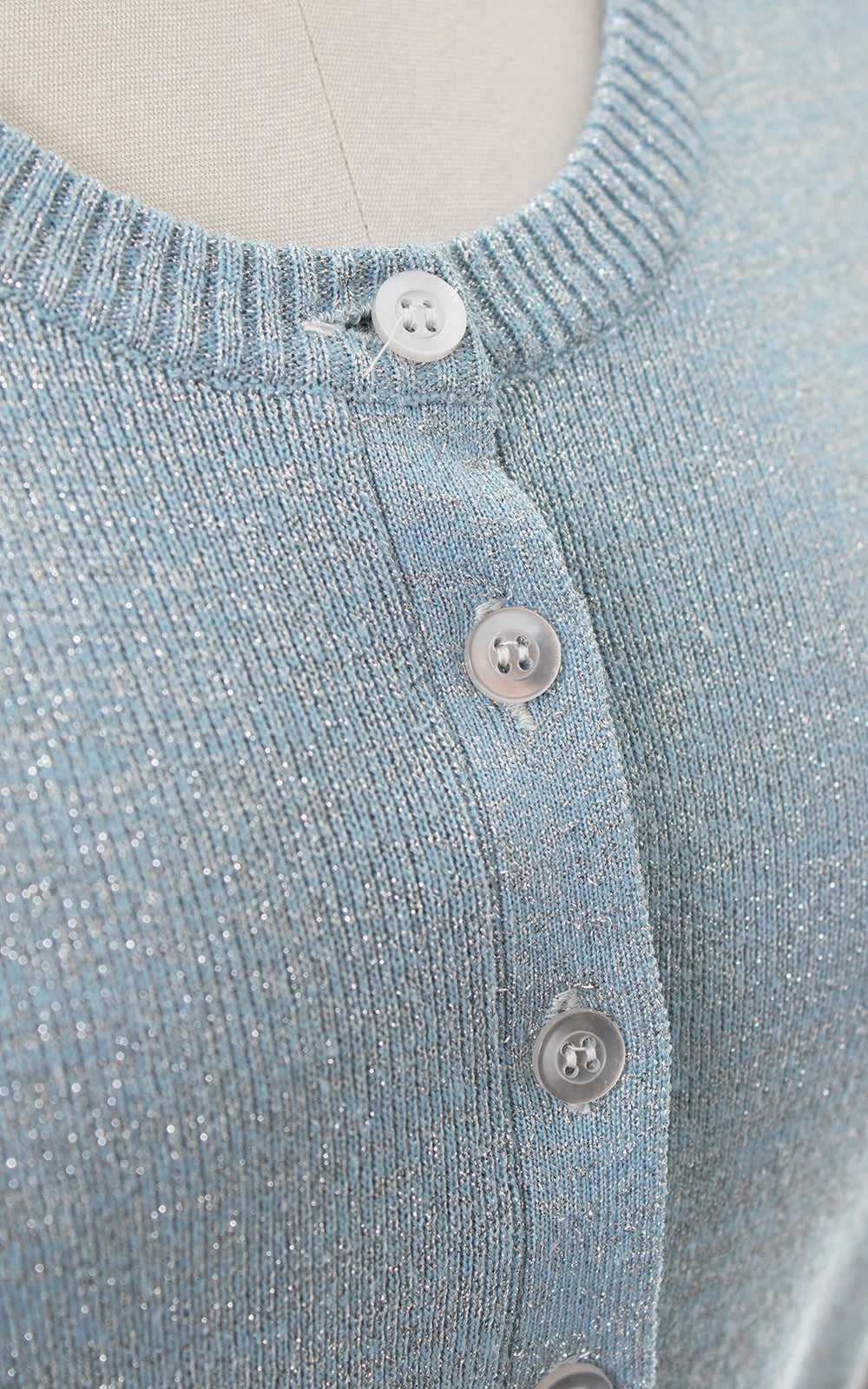 1960s Metallic Blue Knit Sweater Top | small/medi… - image 2