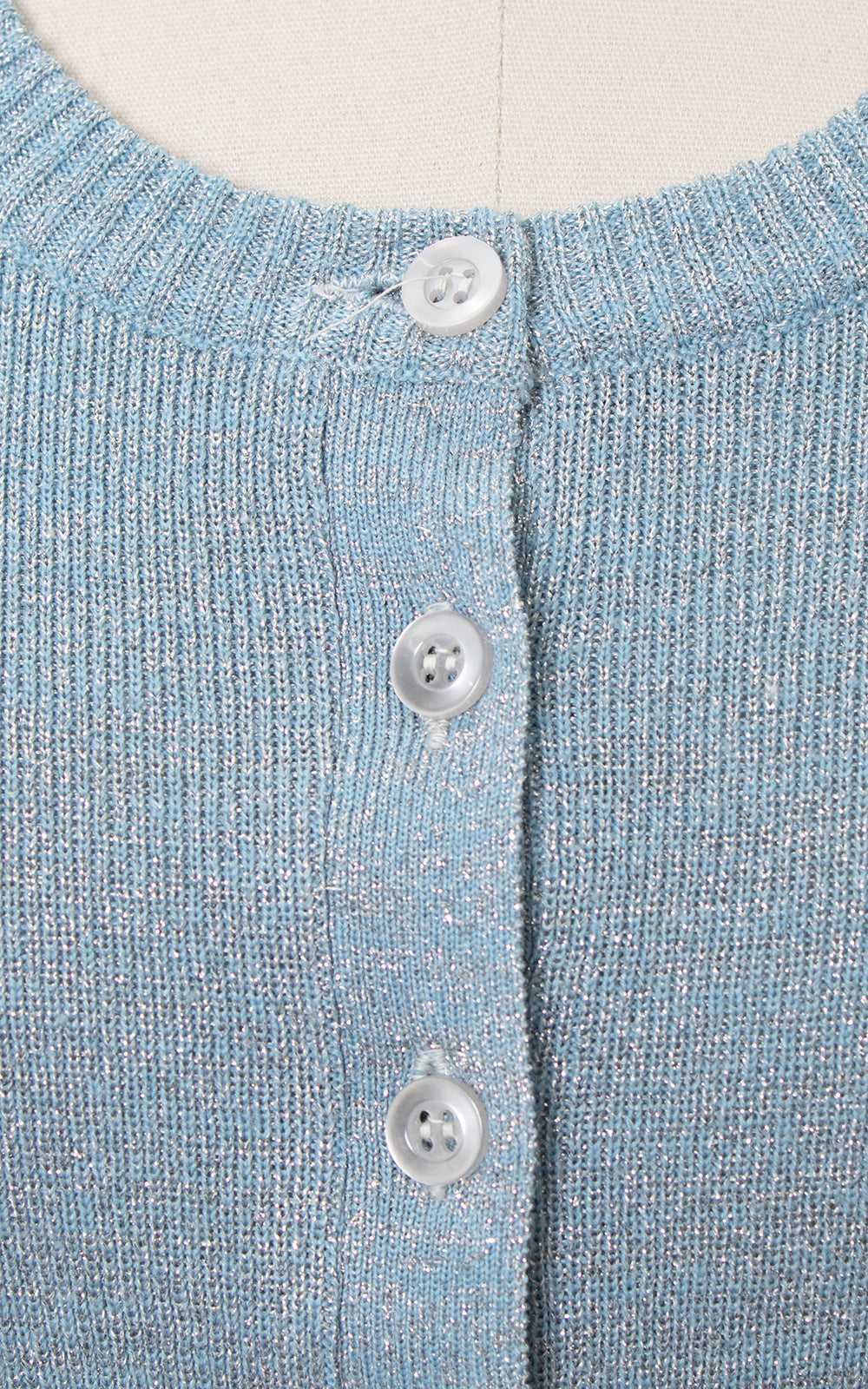 1960s Metallic Blue Knit Sweater Top | small/medi… - image 6