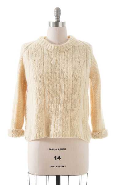 1970s 1980s Cable Knit Wool Sweater | large/x-larg