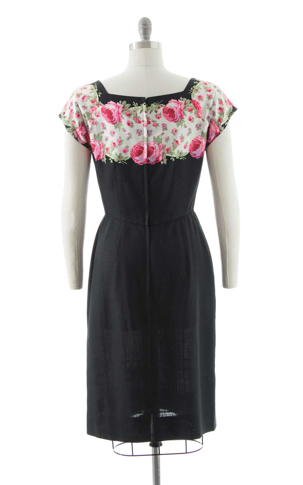 1950s Peggy Hunt Floral Sequin Silk & Linen Dress… - image 4