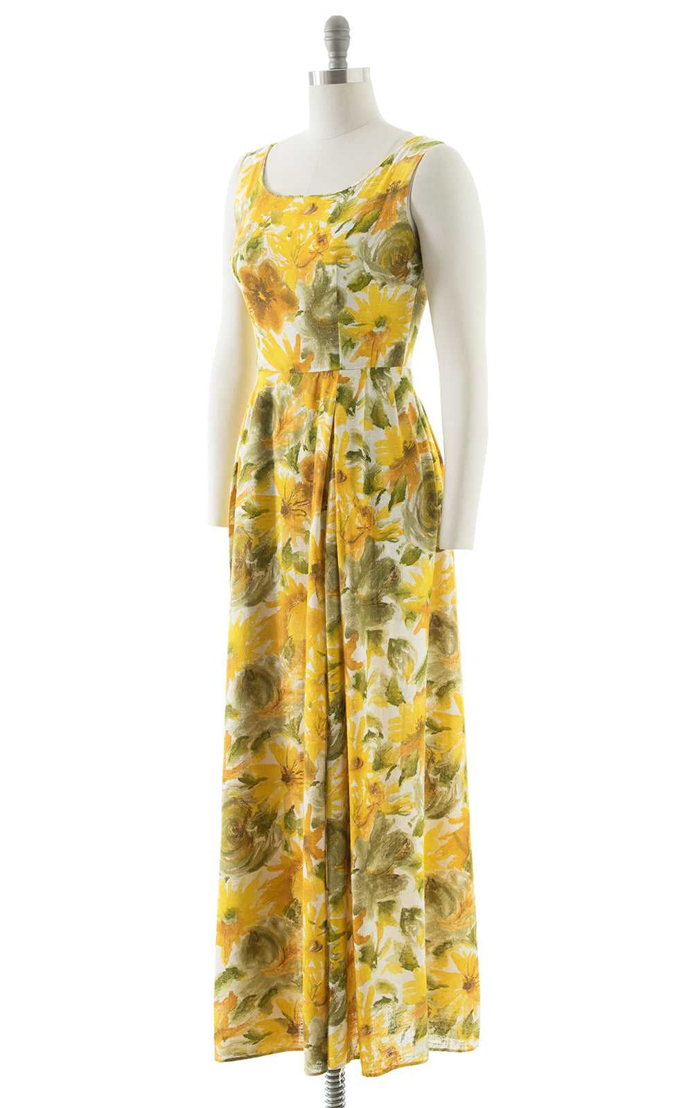 $65 DRESS SALE /// 1960s 1970s Yellow Floral Cott… - image 3