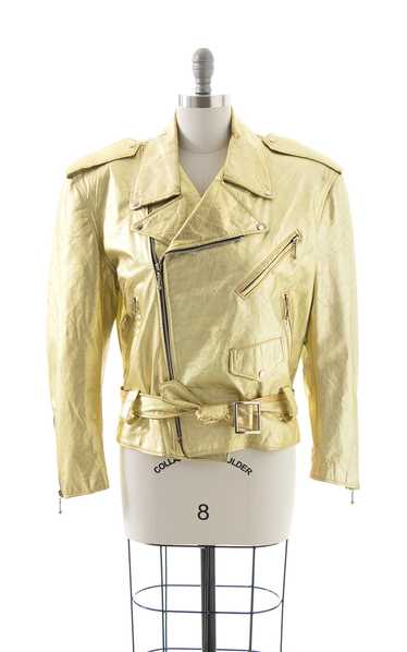 1980s Metallic Gold Leather Moto Jacket | large/x-