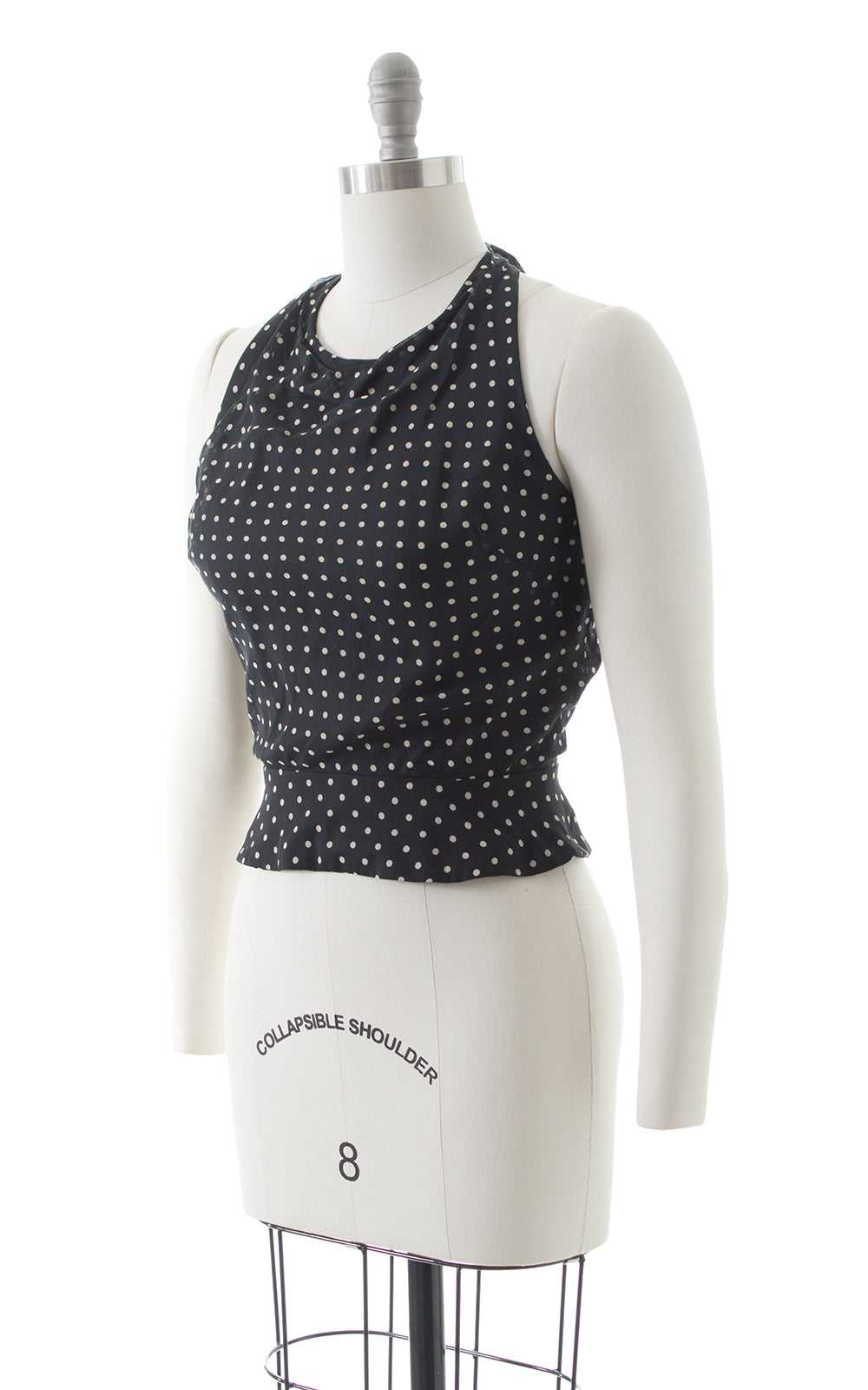 1970s Polka Dot Halter Top | small - image 3