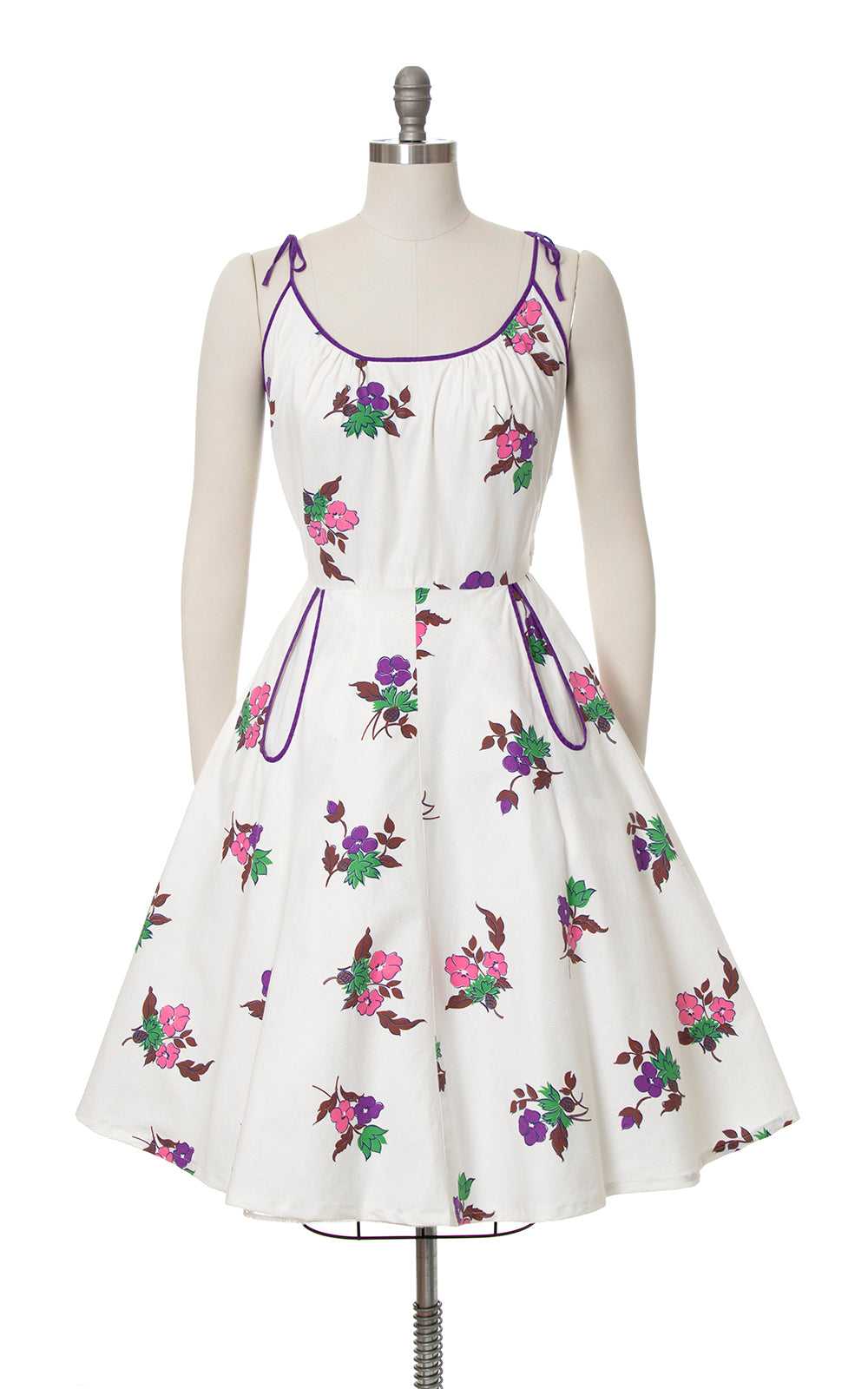 1950s Cute Pockets Floral Cotton Sundress | medium - image 1