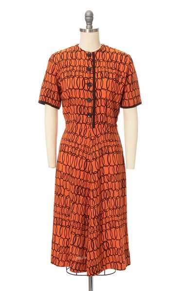 1940s Loopty Loop Linen Shirtwaist Dress | small - image 1