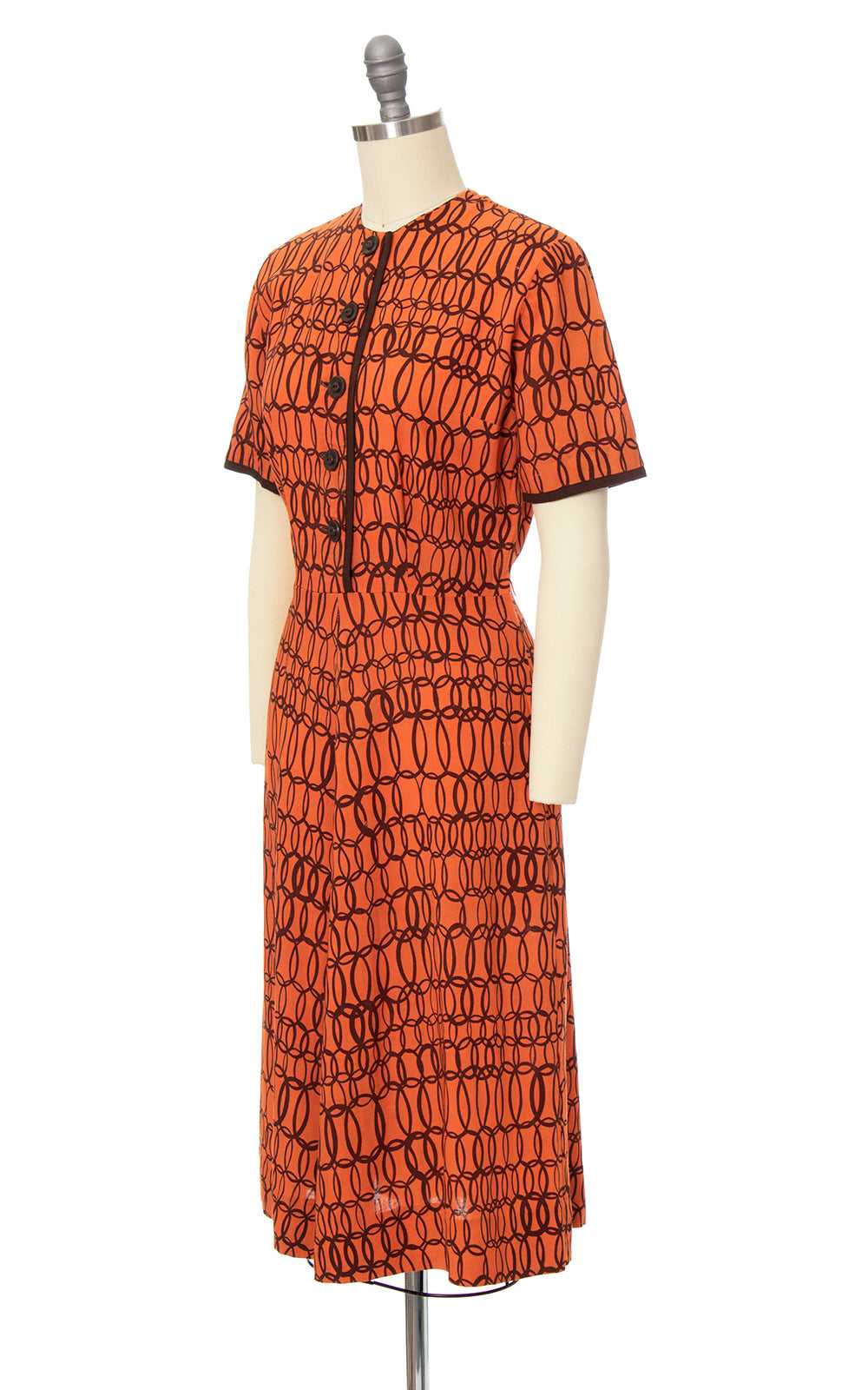 1940s Loopty Loop Linen Shirtwaist Dress | small - image 3