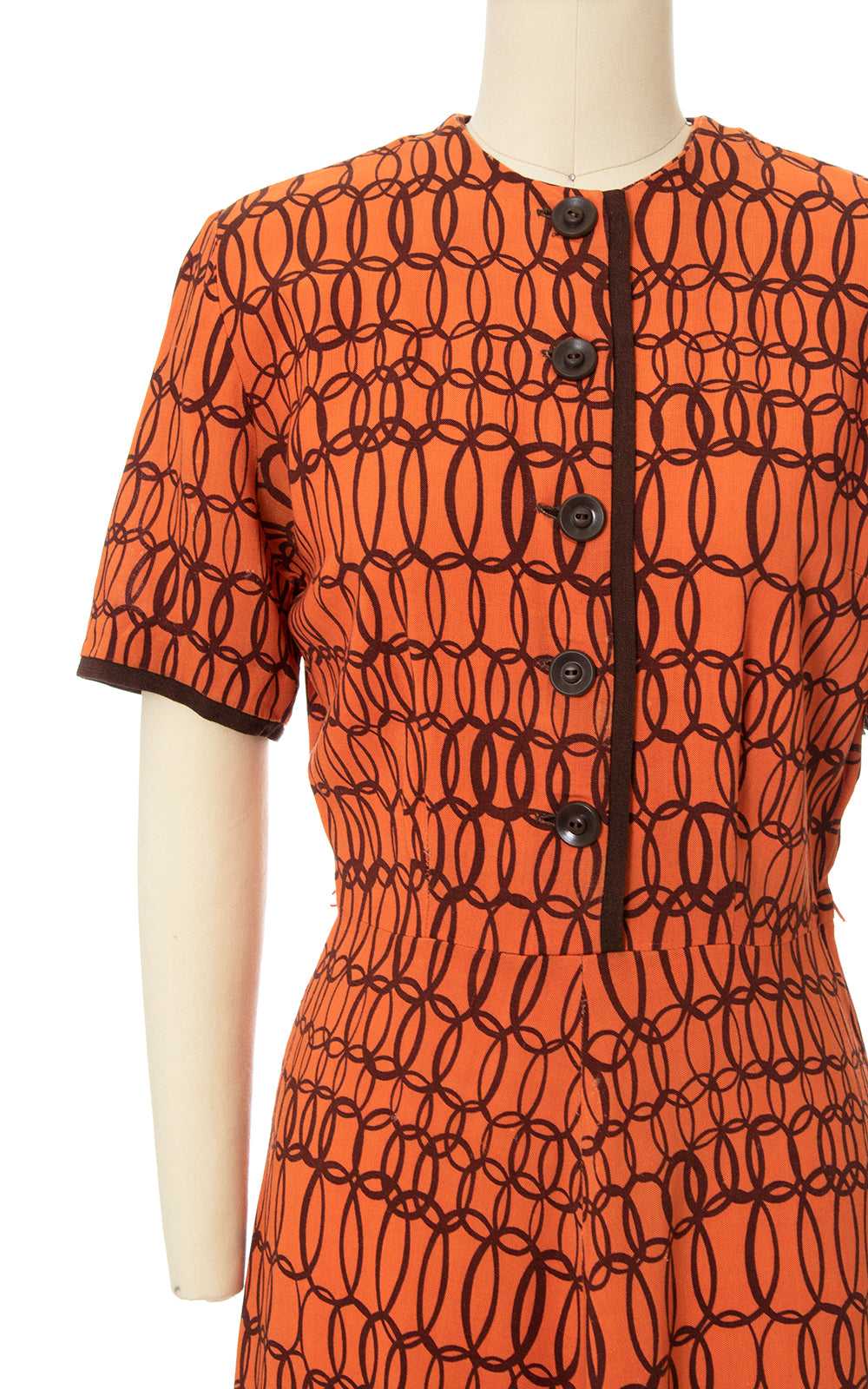 1940s Loopty Loop Linen Shirtwaist Dress | small - image 6