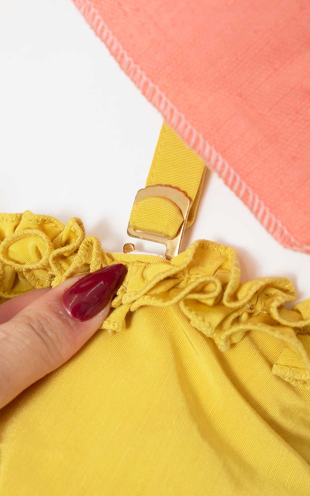 1950s CATALINA Yellow Ruffled Smocked Swimsuit | … - image 6