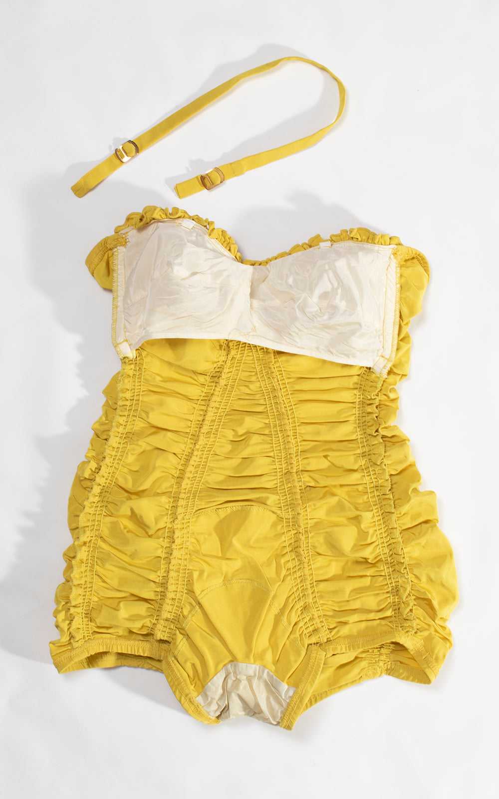 1950s CATALINA Yellow Ruffled Smocked Swimsuit | … - image 8