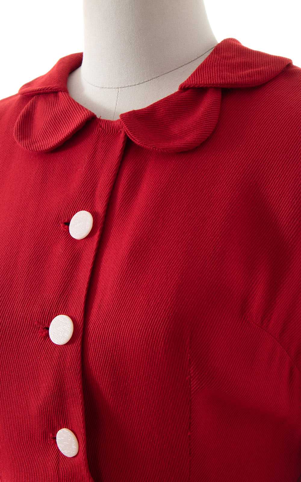1960s Red Peter Pan Collar Shirt Dress | medium - image 2