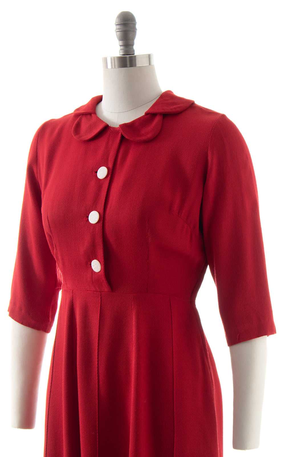 1960s Red Peter Pan Collar Shirt Dress | medium - image 5
