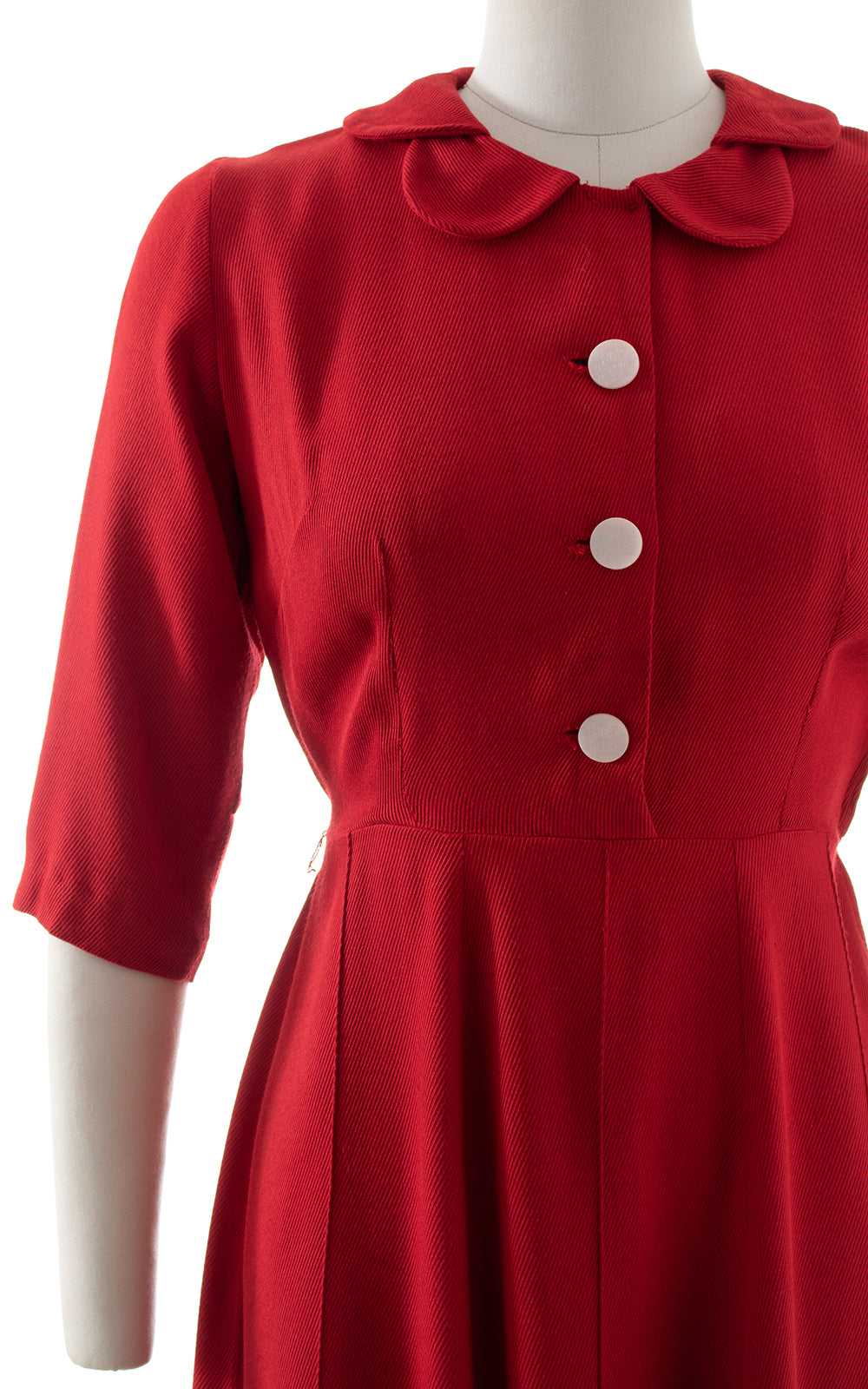 1960s Red Peter Pan Collar Shirt Dress | medium - image 6