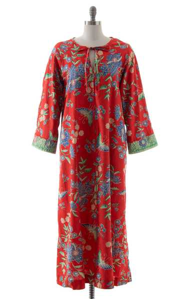 $65 DRESS SALE /// 1970s Floral Butterfly Cotton M