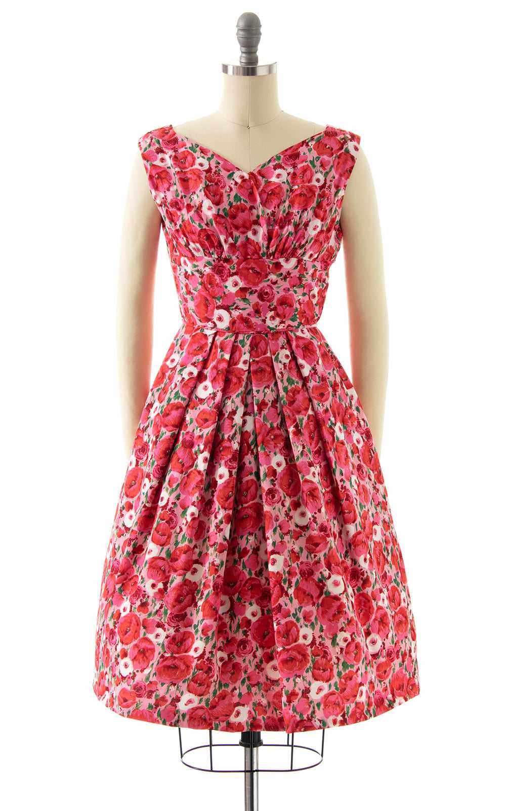 1950s Rose Print Sundress | x-small - image 1