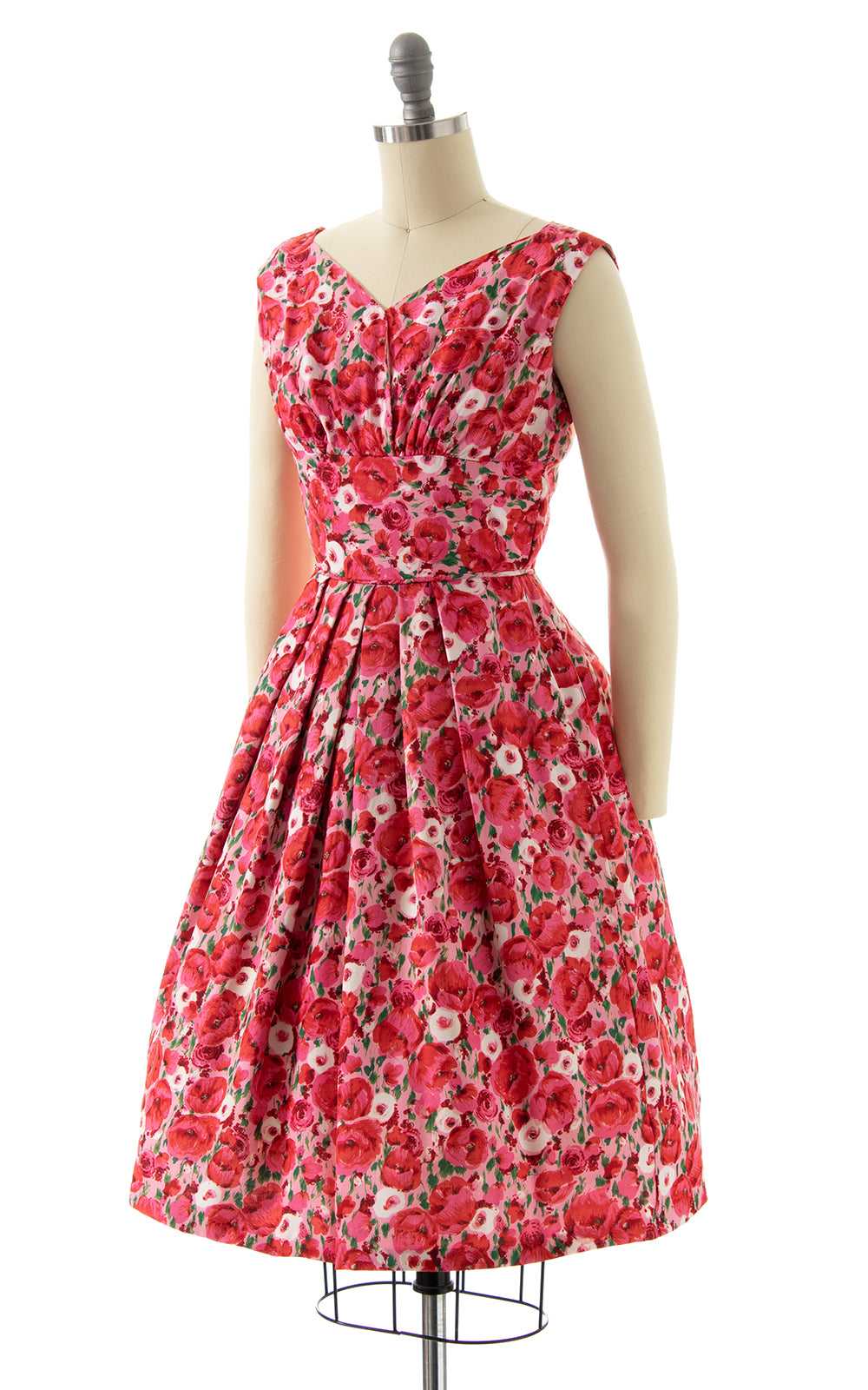 1950s Rose Print Sundress | x-small - image 3