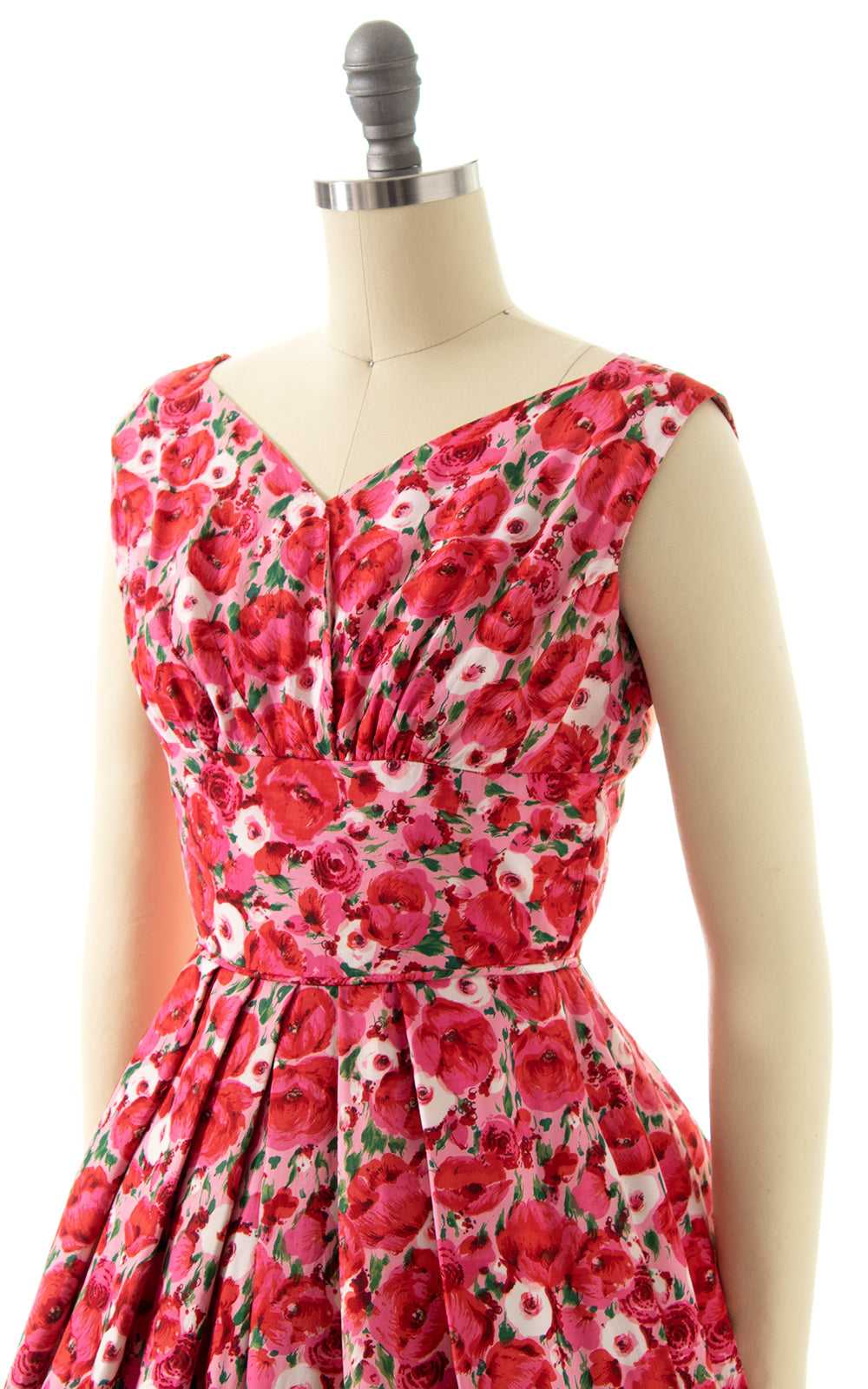 1950s Rose Print Sundress | x-small - image 5