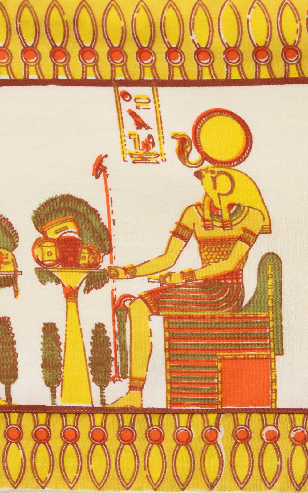1960s Egyptian Novelty Border Print Shift Dress |… - image 2