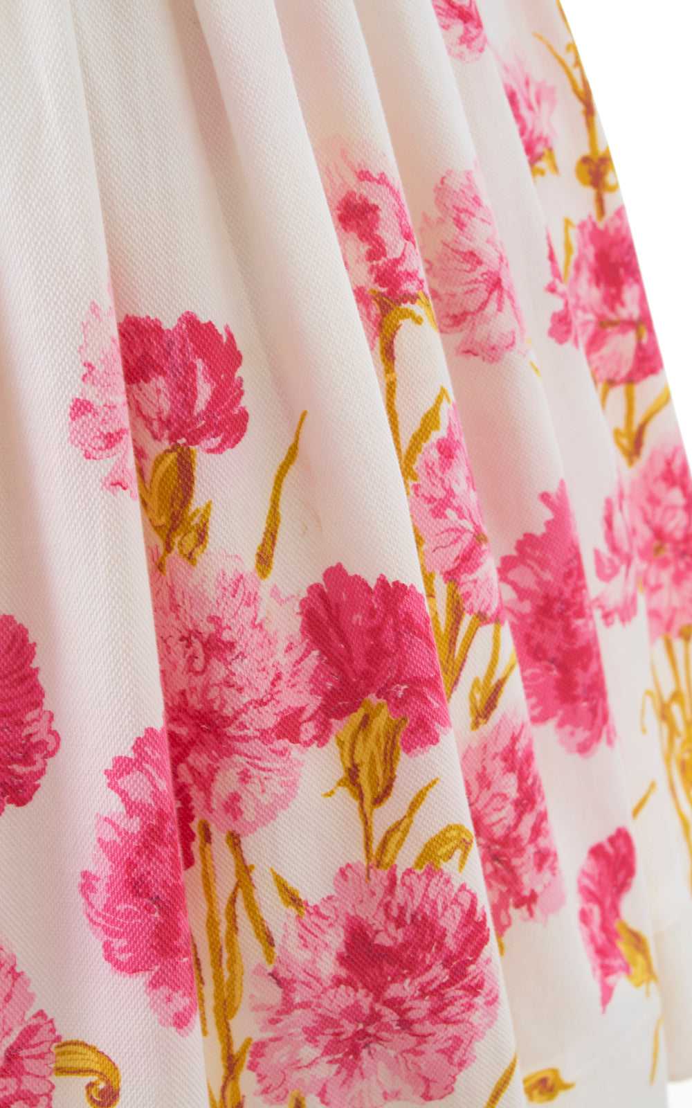 1950s Carnations Border Print Cotton Dress | medi… - image 6
